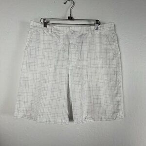 Bolle Golf Women's Plaid Pattern High Rise Activewear Bermuda Shorts White 40
